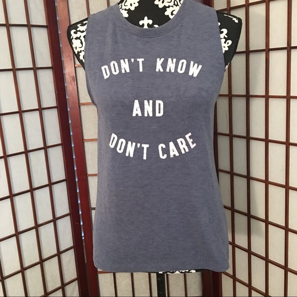 Modern Lux Tops - Modernlux gray muscle tank don't know don't care S